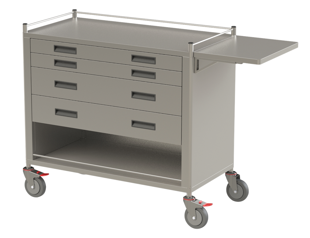 Endoscopy Trolley 'B' with 4 Drawers and Shelf