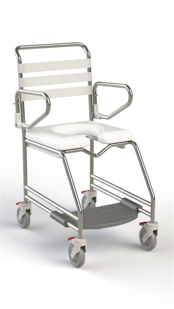 Transit Mobile Shower Commode with Weight Bearing Footplate - 445mm