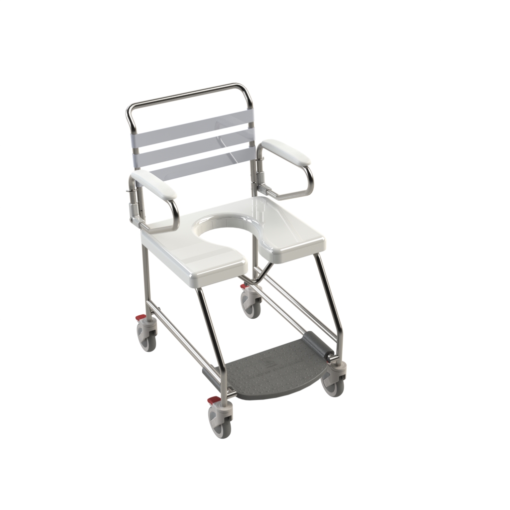 Transit Mobile Shower Commode with Weight Bearing Footplate - 500mm