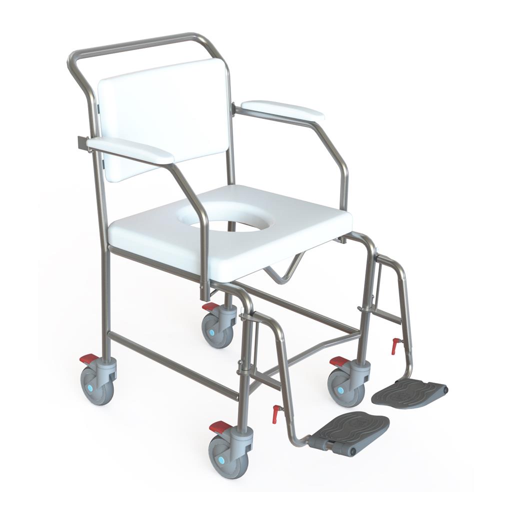 Transit Mobile Shower Commode with Swingaway Footrests - 550mm
