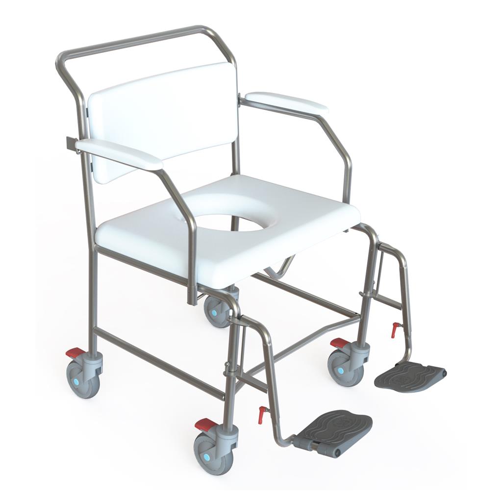 Transit Mobile Shower Commode with Swingaway Footrests - 650mm