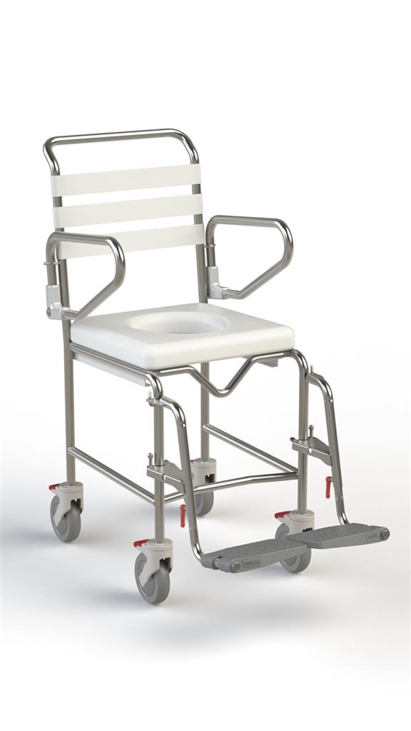 Transit Mobile Shower Commode with Swingaway Footrests - 400mm