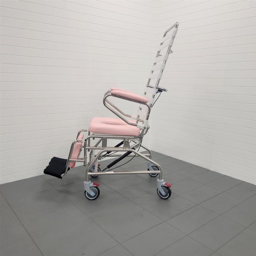 Tilt In Space Mobile Shower Commode with Swingaway Footrest and rear access - 445mm