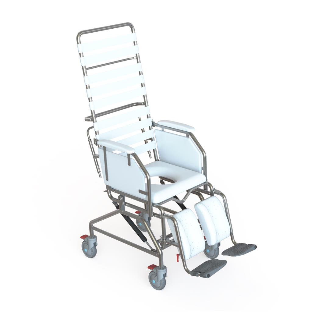 Tilt In Space Mobile Shower Commode with Swingaway Footrest - Removable Arm 445mm