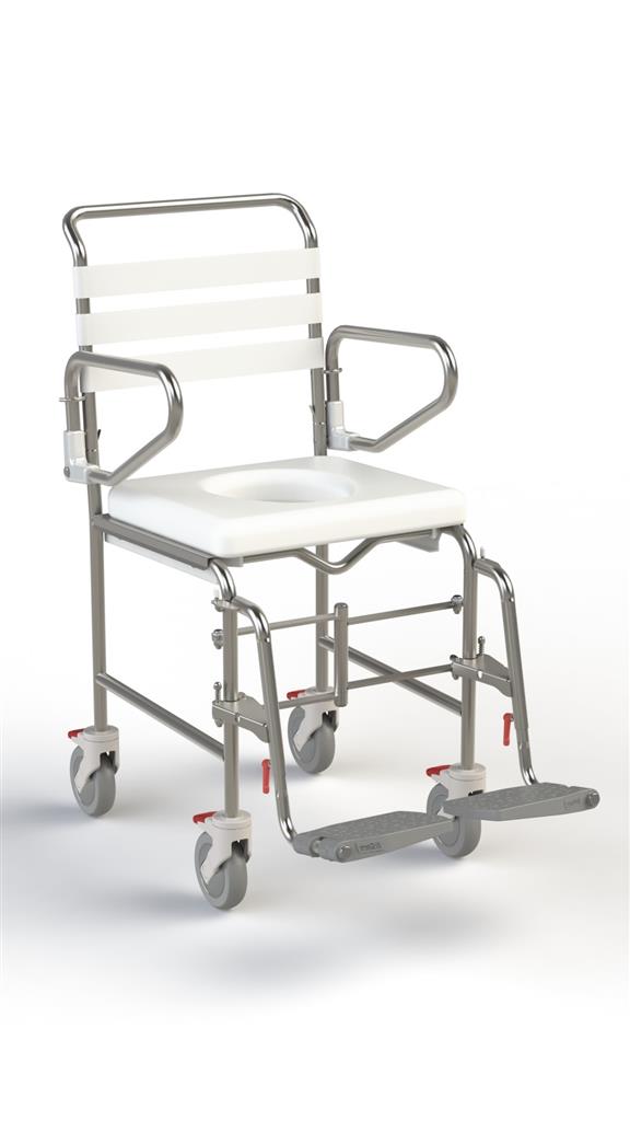Transit Folding Mobile Shower Commode with Swingaway Footrest - 445mm