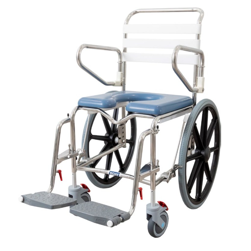 Self Propel Mobile Shower Commode - Height Adjustable