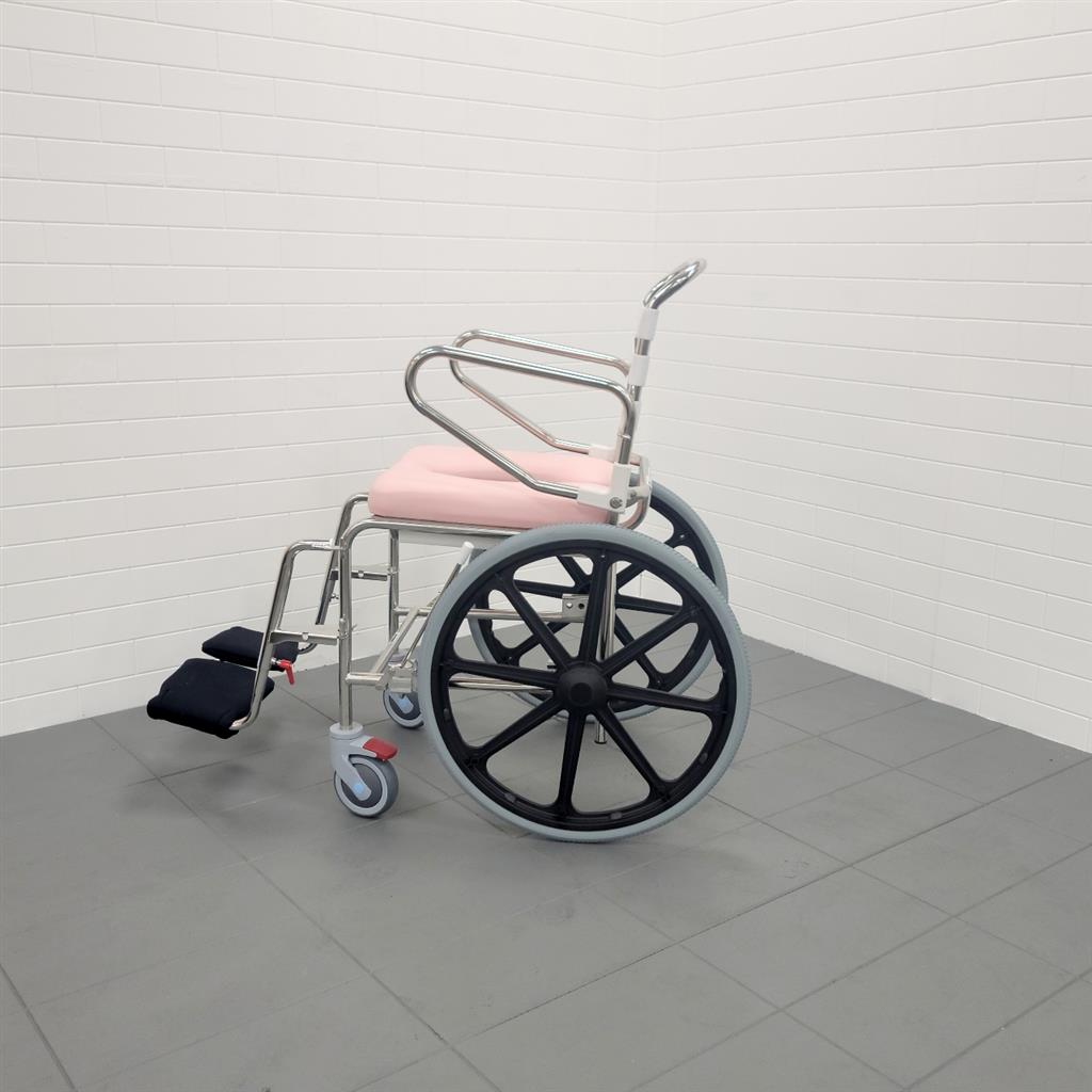 Self Propel Mobile Shower Commode with Swingaway Footrest and rear access - 445mm