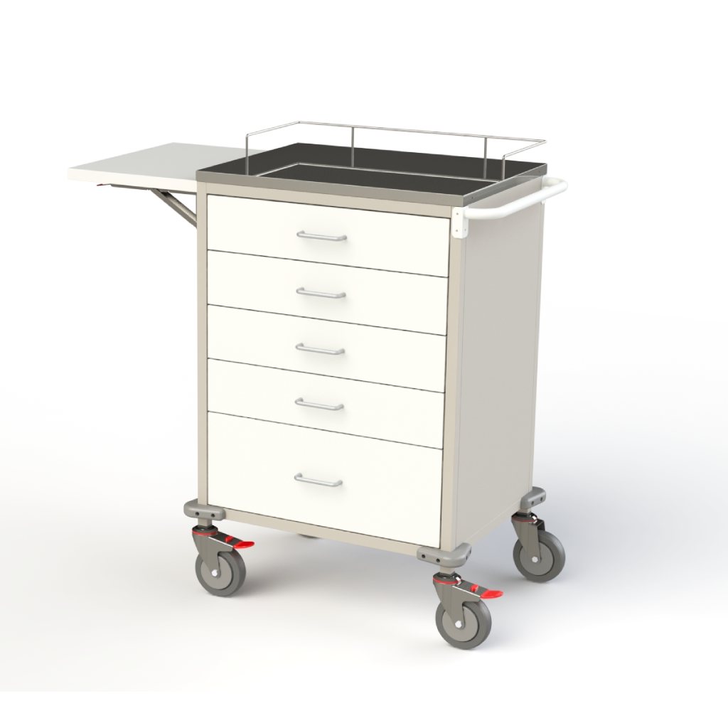 Anaesthetic Cart, 5 Dr, Beige Cabinet
