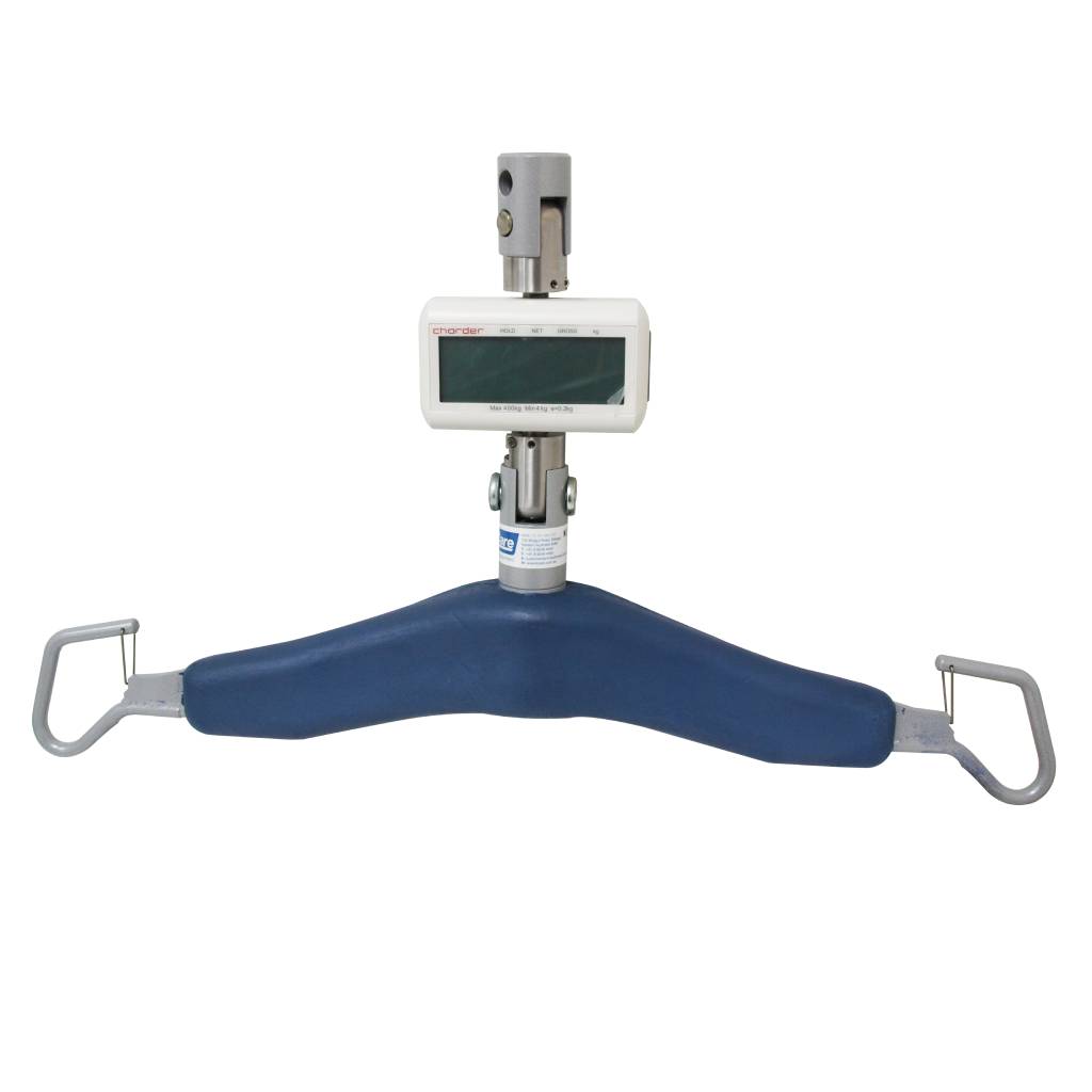 Digital scale for weighing patients placed in a sling suspended from a  ceiling lift or mobile lifter
