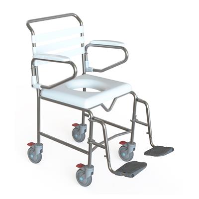 Transit Mobile Shower Commode with Swingaway Footrests - 500mm