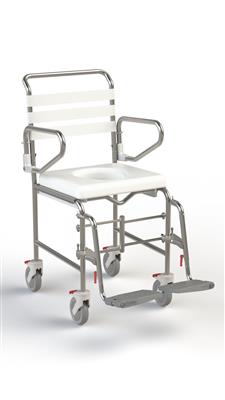 Transit Folding Mobile Shower Commode with Swingaway Footrest - 445mm