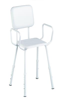 Shower Stool with Arms, Padded Backrest and Padded Seat