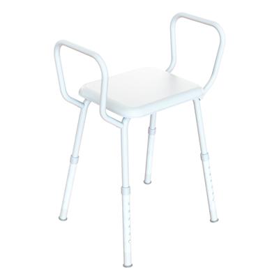 Shower Stool With Arms And Plastic Seat, Stool With Arms